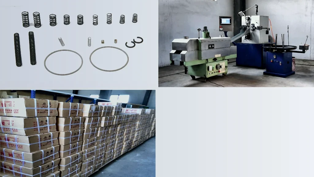 Spring manufacturing workflow from material inspection to packaging