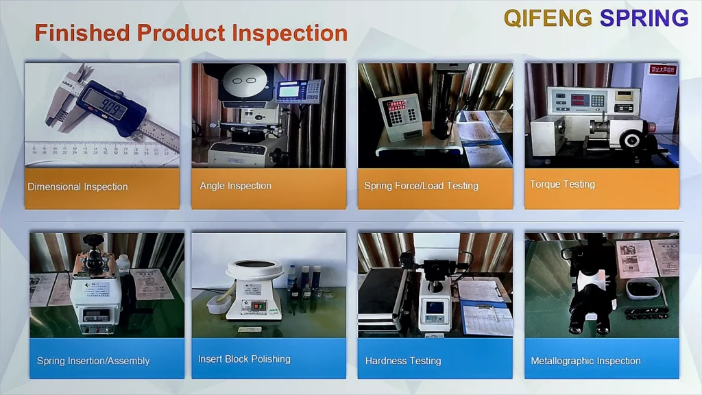 Quality assurance inspection equipment for spring manufacturing
