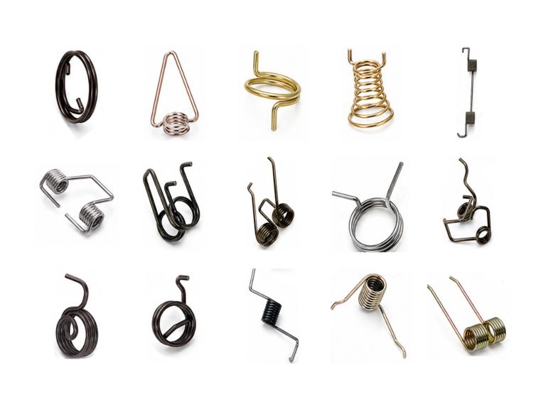 Custom torsion springs arranged in a wide product grid